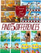 Find 5 Differences: Search and find books for children, Spot 5 differences between two pictures with answers. (en Inglés)