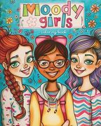 Moody girls coloring book: Girl faces therapeutic coloring for mood exploration (en Inglés)