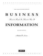 Business Information: Second Edition (How to Find it, how to use it) (en Inglés)