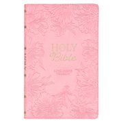 KJV Holy Bible, Gift Edition King James Version, Faux Leather Flexible Cover, Light Pink Floral