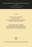 Untersuchungen über den Einfluß thermisch bedingter Verformungen auf die Arbeitsgenauigkeit von Werkzeugmaschinen (Forschungsberichte des Landes Nordrhein-Westfalen) (German Edition)