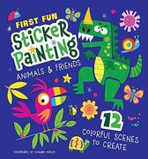 First fun Sticker Painting: Animals & Friends: 12 Colorful Scenes to Create (Happy fox Books) Paint-By-Sticker art Designs for Toddlers and Kids Ages 4-6 - Dinosaur, Elephant, Tiger, Birds, and More (en Inglés)