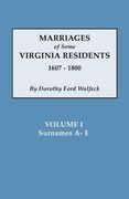 marriages of some virginia residents, vol. i (en Inglés)