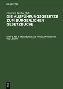 Ergänzungsband Mit Gesamtregister, Teil 1 (en Alemán)