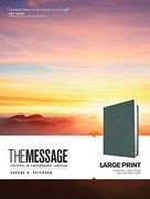 The Message Large Print (Hardcover Deluxe, Charcoal Linen Cross): The Bible in Contemporary Language (en Inglés)
