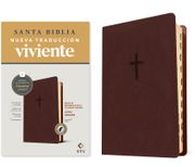 Biblia de referencia en la columna central NTV, letra grande con Filament (SentiPiel, Café, Índice, Letra Roja)