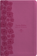 Biblia de Promesas, RVR-1960, Letra grande, Tamaño manual, Piel especial con cierre, Floral fucsia // Spanish Promise Bible RVR 1960, Large print, Manual / Leathersoft, Fuchia floral