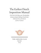 The Earliest Dutch Imposition Manual: Facsimile of the Manuscript Overslag-Boek by Joannes Josephus Balthazar Vanderstraelen (en Inglés)