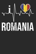 Romania: I Love Romania Heartbeat Flag For Romanian Pride Gift (en Inglés)
