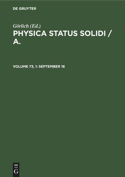 portada Physica Status Solidi / a. , Volume 73, 1, September 16 (en Inglés)