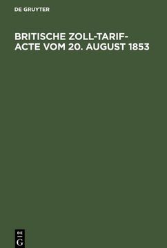 portada Britische Zoll-Tarif-Acte vom 20. August 1853 (in German)