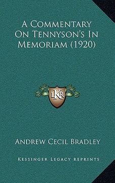 portada a commentary on tennyson's in memoriam (1920)