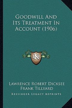 portada goodwill and its treatment in account (1906) (in English)