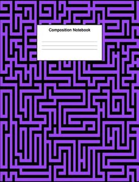 portada Composition Notebook: College Ruled Composition Book Purple Cover Abstract Maze Pattern