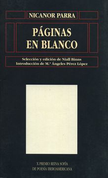 portada Paginas en Blanco (x Premio Reina Sofia de Poesia Iberoamericana)
