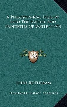 portada a philosophical inquiry into the nature and properties of water (1770) (en Inglés)