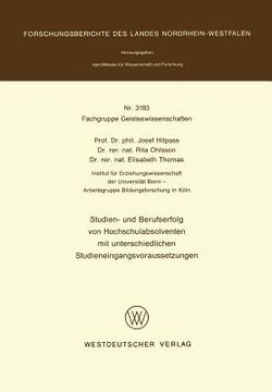 portada Studien- Und Berufserfolg Von Hochschulabsolventen Mit Unterschiedlichen Studieneingangsvoraussetzungen (en Alemán)