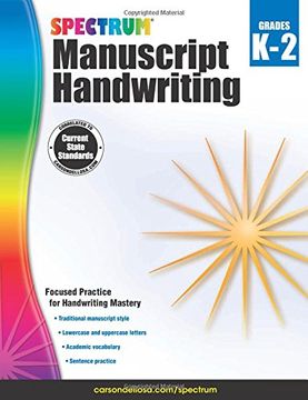 portada Spectrum Manuscript Handwriting, Grades K - 2 (en Inglés)