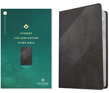 portada Nlt Student Life Application Study Bible, Filament Enabled Edition (Red Letter, Leatherlike, Charcoal Gray Striped) (en Inglés)