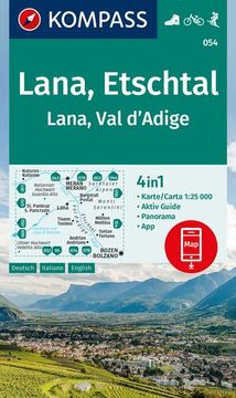 portada Kompass Wanderkarte 054 Lana, Etschtal / Lana, val D´Adige 1: 25. 000 (en Alemán)