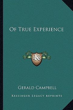 portada of true experience (en Inglés)