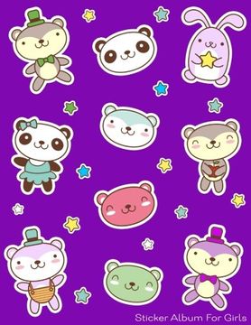 portada Sticker Album for Girls: 100 Plus Pages for Permanent Sticker Collection, Activity Book for Girls, Purple - 8. 5 by 11: Volume 10 (More Kool Kidz) (en Inglés)