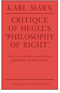 portada Critique of Hegel's 'philosophy of Right' Paperback (Cambridge Studies in the History and Theory of Politics) (en Inglés)
