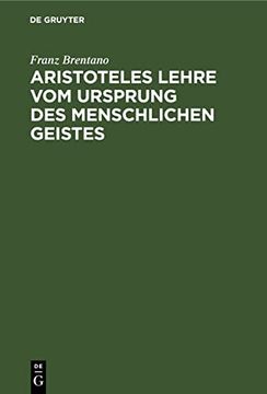portada Aristoteles Lehre vom Ursprung des Menschlichen Geistes (German Edition) (in German)
