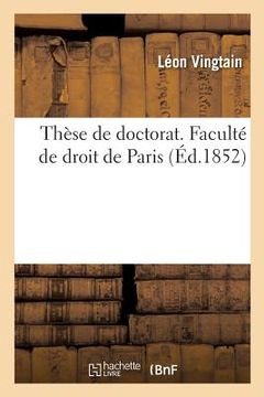 portada Thèse de Doctorat. Faculté de Droit de Paris (in French)
