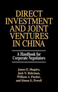 portada direct investment and joint ventures in china: a handbook for corporate negotiators (en Inglés)