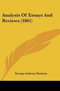 portada analysis of essays and reviews (1861) (en Inglés)