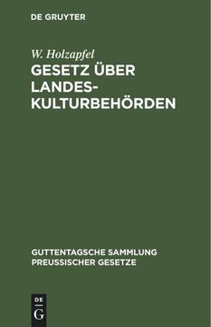 portada Gesetz Über Landeskulturbehörden (in German)