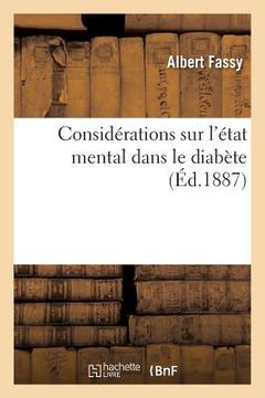 portada Considérations Sur l'État Mental Dans Le Diabète (en Francés)