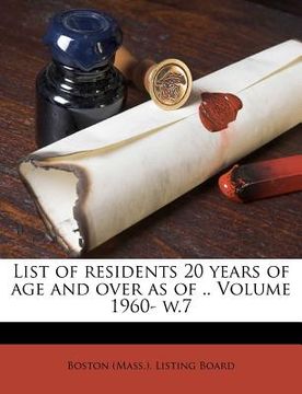 portada list of residents 20 years of age and over as of .. volume 1960- w.7 (en Inglés)