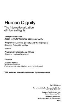 portada human dignity, the internationization of human rights (en Inglés)