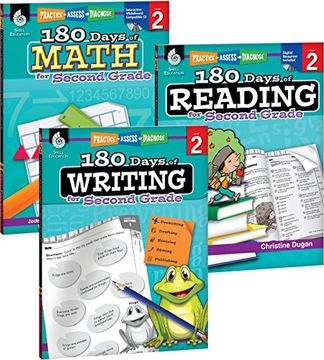 portada 180 Days of Reading, Writing and Math for Second Grade 3-Book Set (180 Days of Practice)