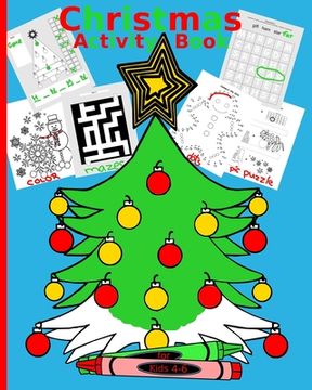 portada Christmas Activity Book for Kids 4-6: Brain Teaser for kids Simple Word Search puzzles Coloring pages Dot-to-dot drawings Hang man alternative Decorat