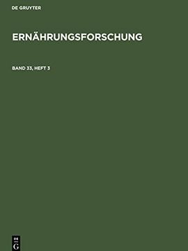 portada Ernährungsforschung. Band 33, Heft 3 (en Alemán)