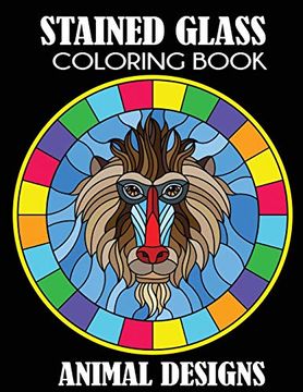 portada Stained Glass Coloring Book: Animal Designs 