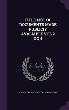 portada Title List of Documents Made Publiciy Avaliable Vol 2 No 4