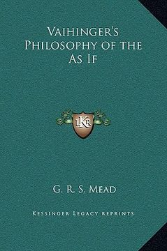 portada vaihinger's philosophy of the as if (en Inglés)