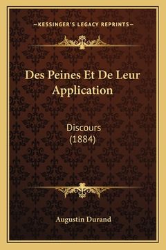 portada Des Peines Et De Leur Application: Discours (1884) (en Francés)
