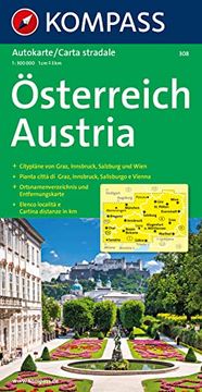 portada Kompass Karten, Österreich: Strassenkarte mit Ortsnamenverzeichnis (en Italiano)