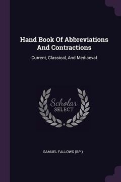 portada Hand Book Of Abbreviations And Contractions: Current, Classical, And Mediaeval (en Inglés)