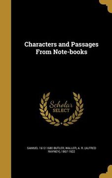 portada Characters and Passages From Note-books