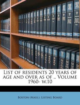portada list of residents 20 years of age and over as of .. volume 1960- w.10 (en Inglés)