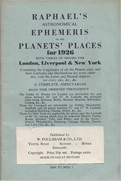 portada Raphael's Astronomical Ephemeris 1926 With Tables of Houses for London, Liverpool and new York