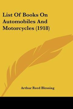 portada list of books on automobiles and motorcycles (1918) (en Inglés)