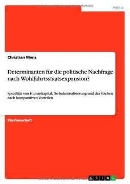 portada Determinanten für die politische Nachfrage nach Wohlfahrtsstaatsexpansion? (German Edition)