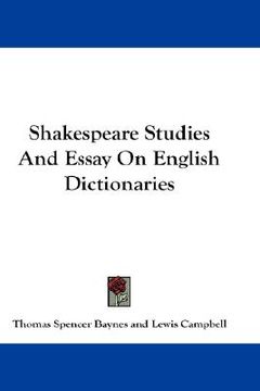 portada shakespeare studies and essay on english dictionaries (in English)